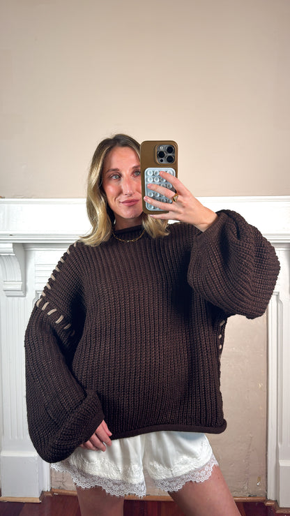 Contrast Stitch Mock Neck Sweater