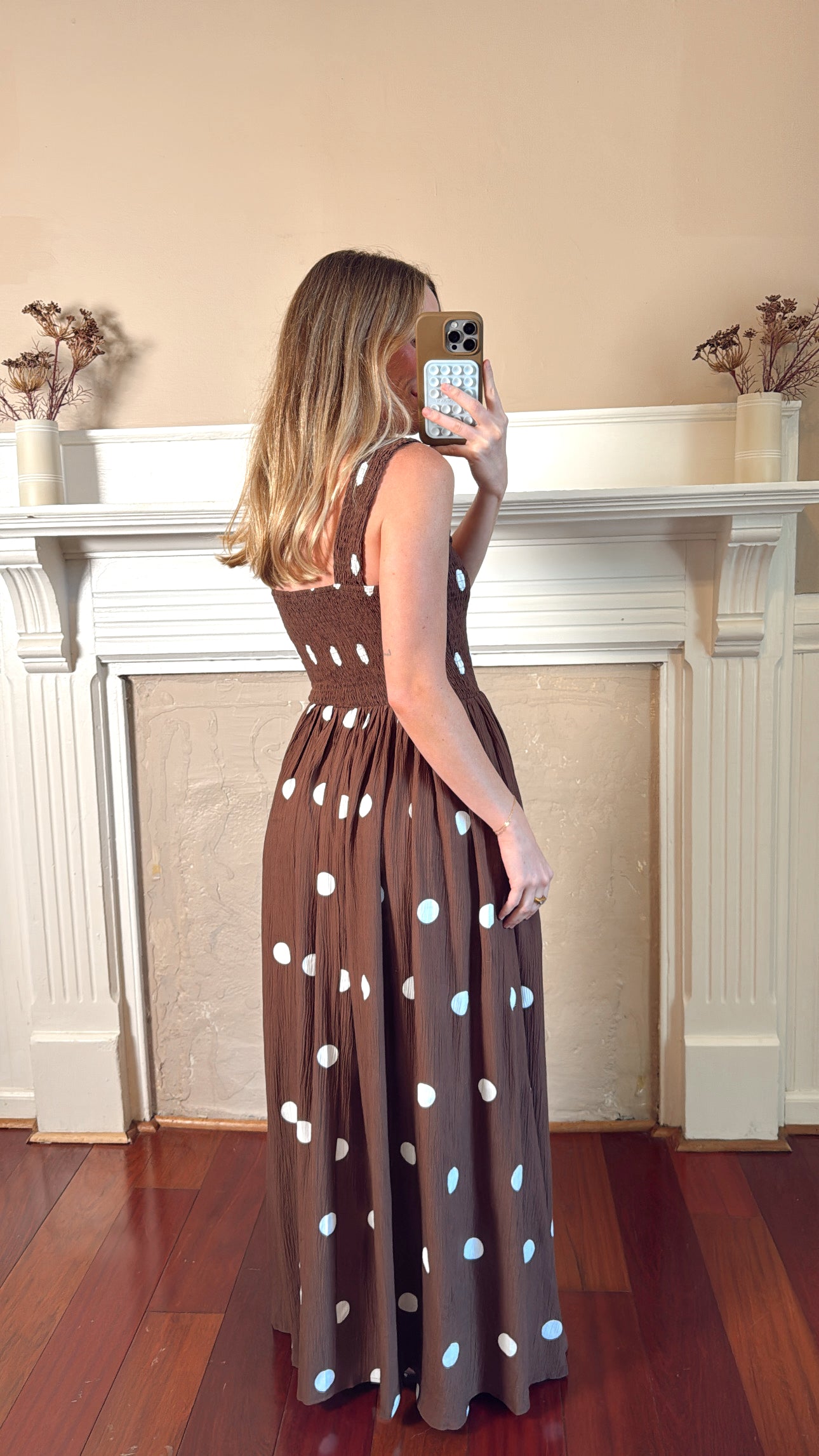 Polka Dot Smocked Dress