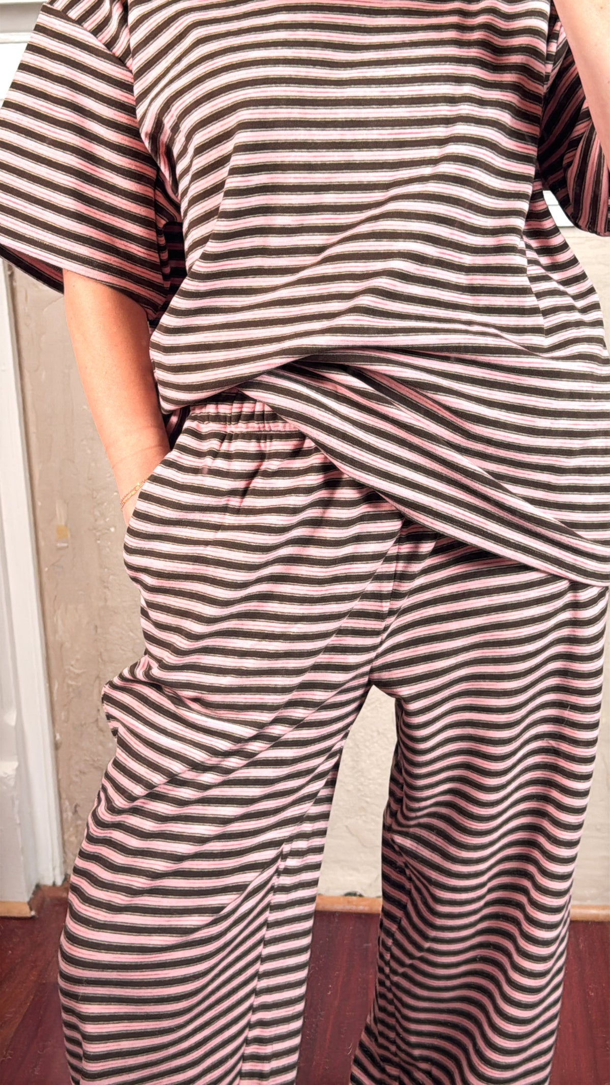 Raspberry Chocolate Striped Pants