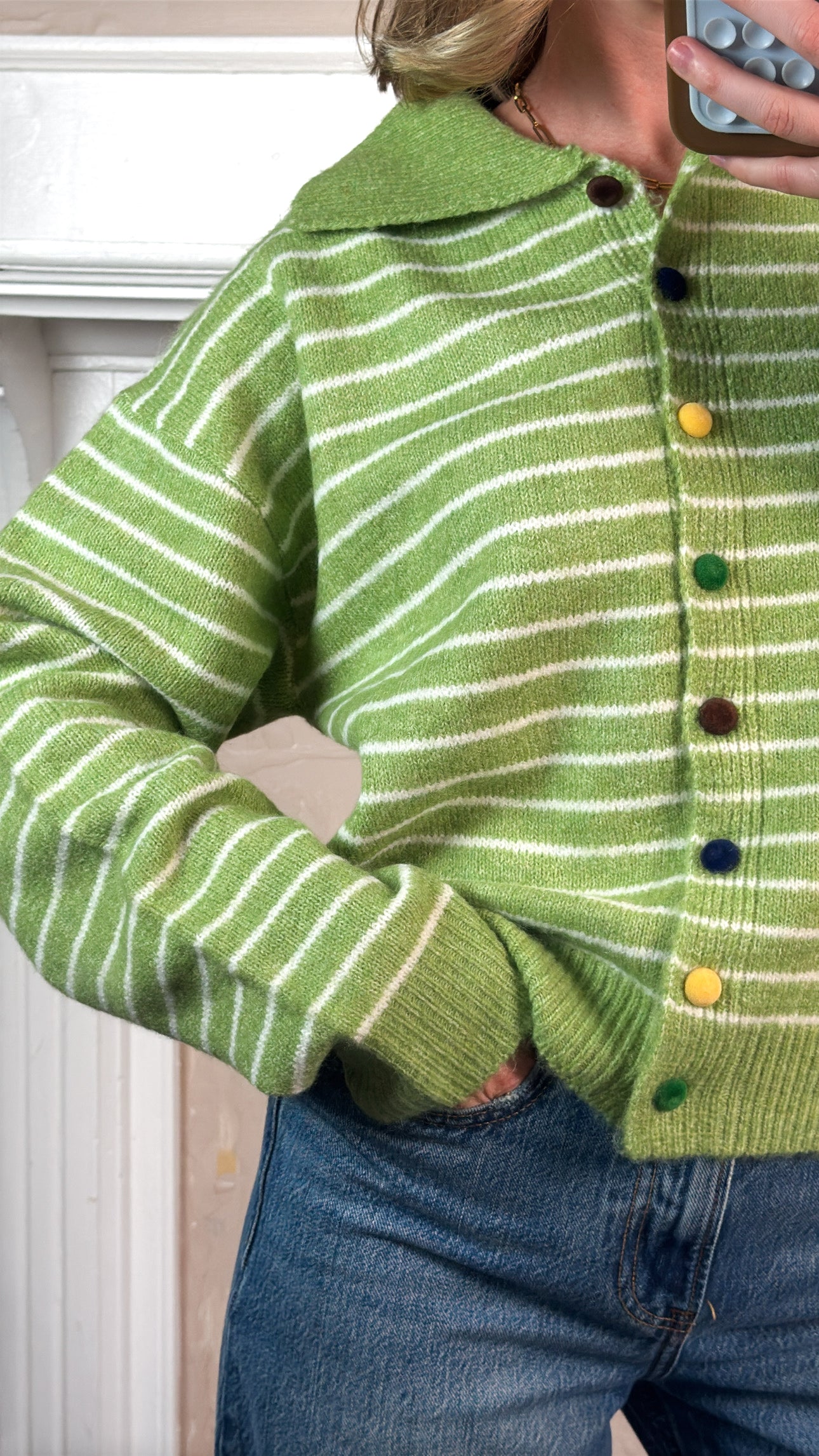 Striped Multicolor Button Cardigan