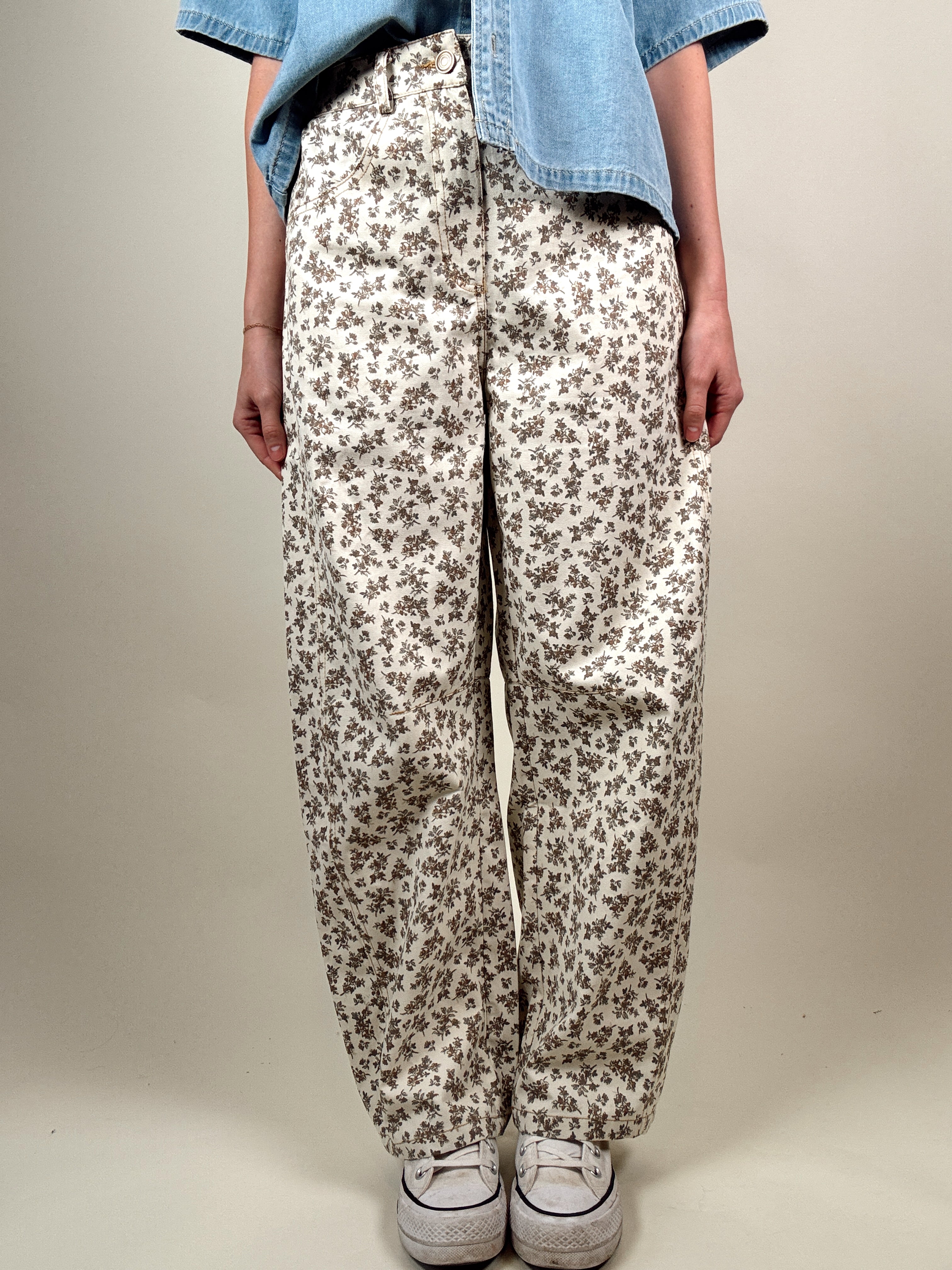 Floral-Print Twill Relaxed-Fit Barrel Pants – Urban Nomad Boutique
