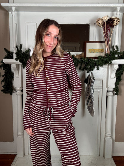 Candy Cane Cardigan and Pants Set