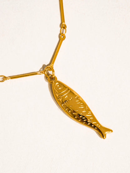 Coralie 18K Gold Non-Tarnish Fish Pendant Chain Necklace
