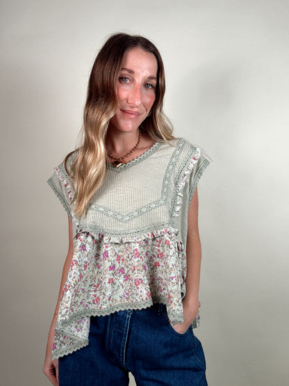 Sage Floral Blouse
