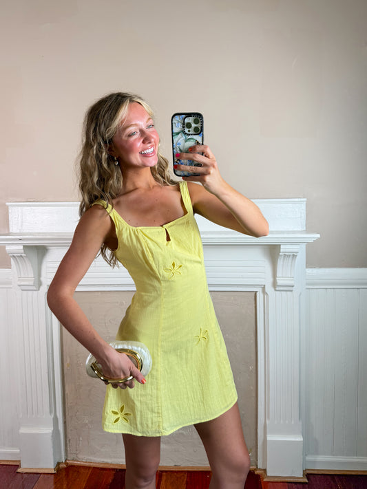 Lemon Floral Embroidered Dress