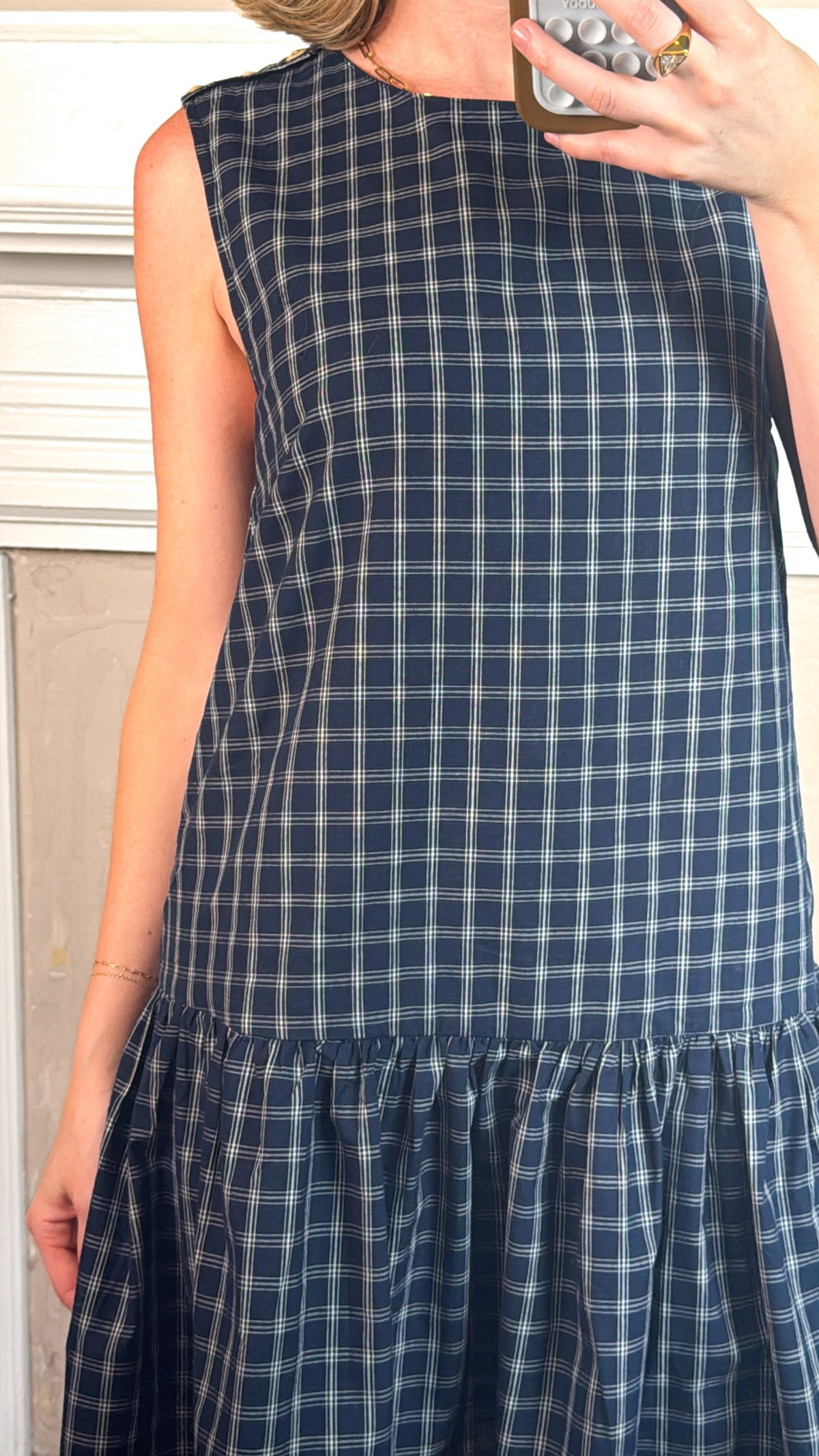 Plaid Button Back Peplum Mini Dress