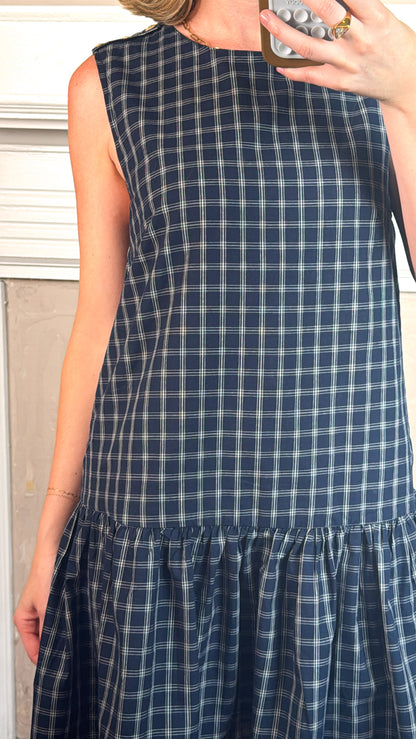 Plaid Button Back Peplum Mini Dress