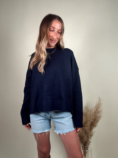 Navy Tie Back Sweater