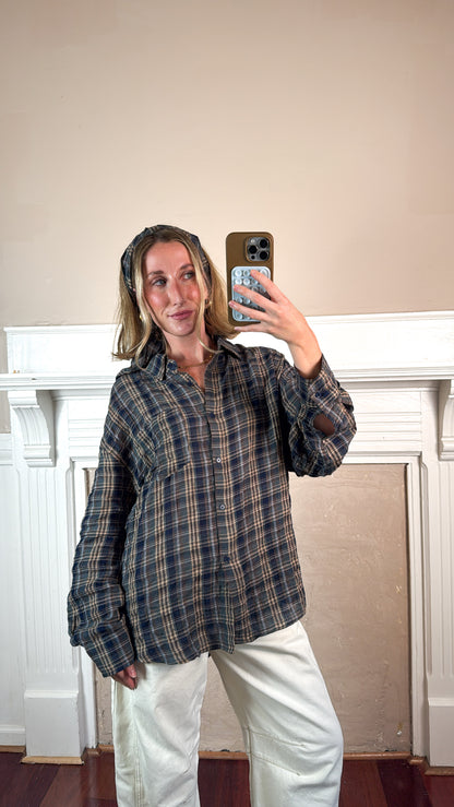 Oversized Plaid Shirt with Matching Scarf