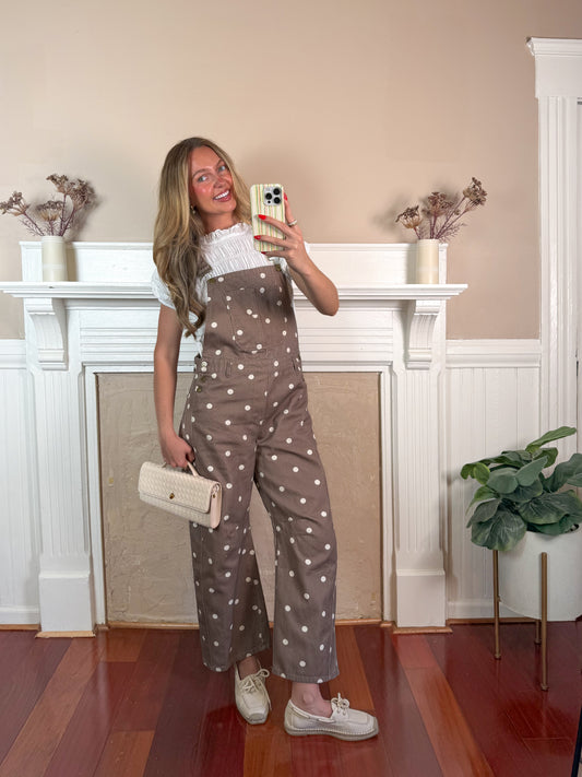 Polka Dot Barrel Overalls