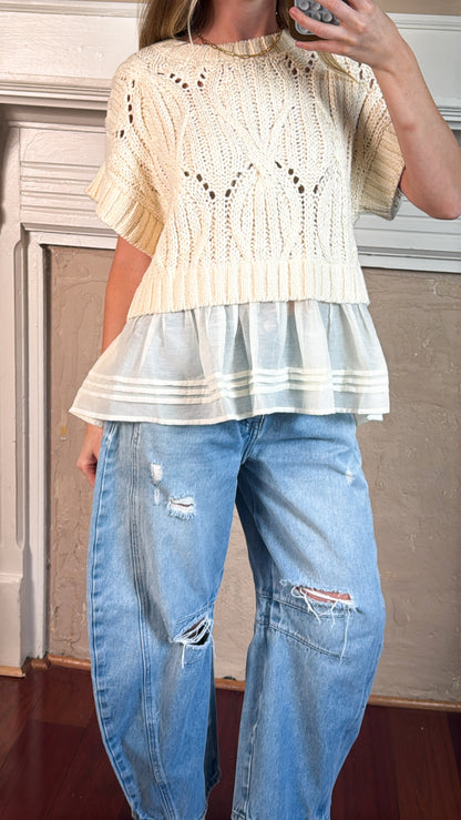 Knit Sweater Peplum Top - PREORDER 3 WEEK