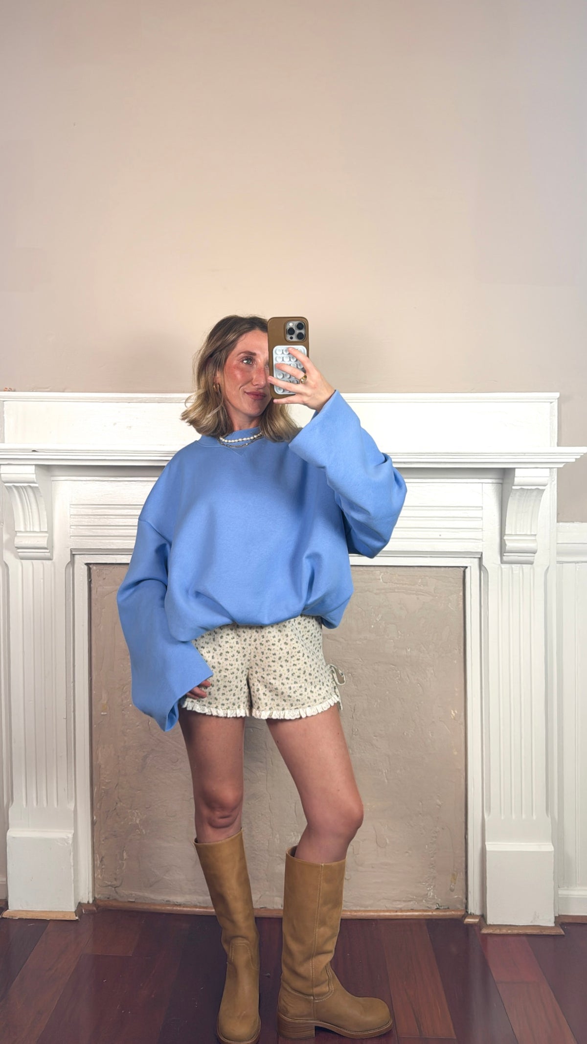 Blouson Cropped Pullover Sweatshirt