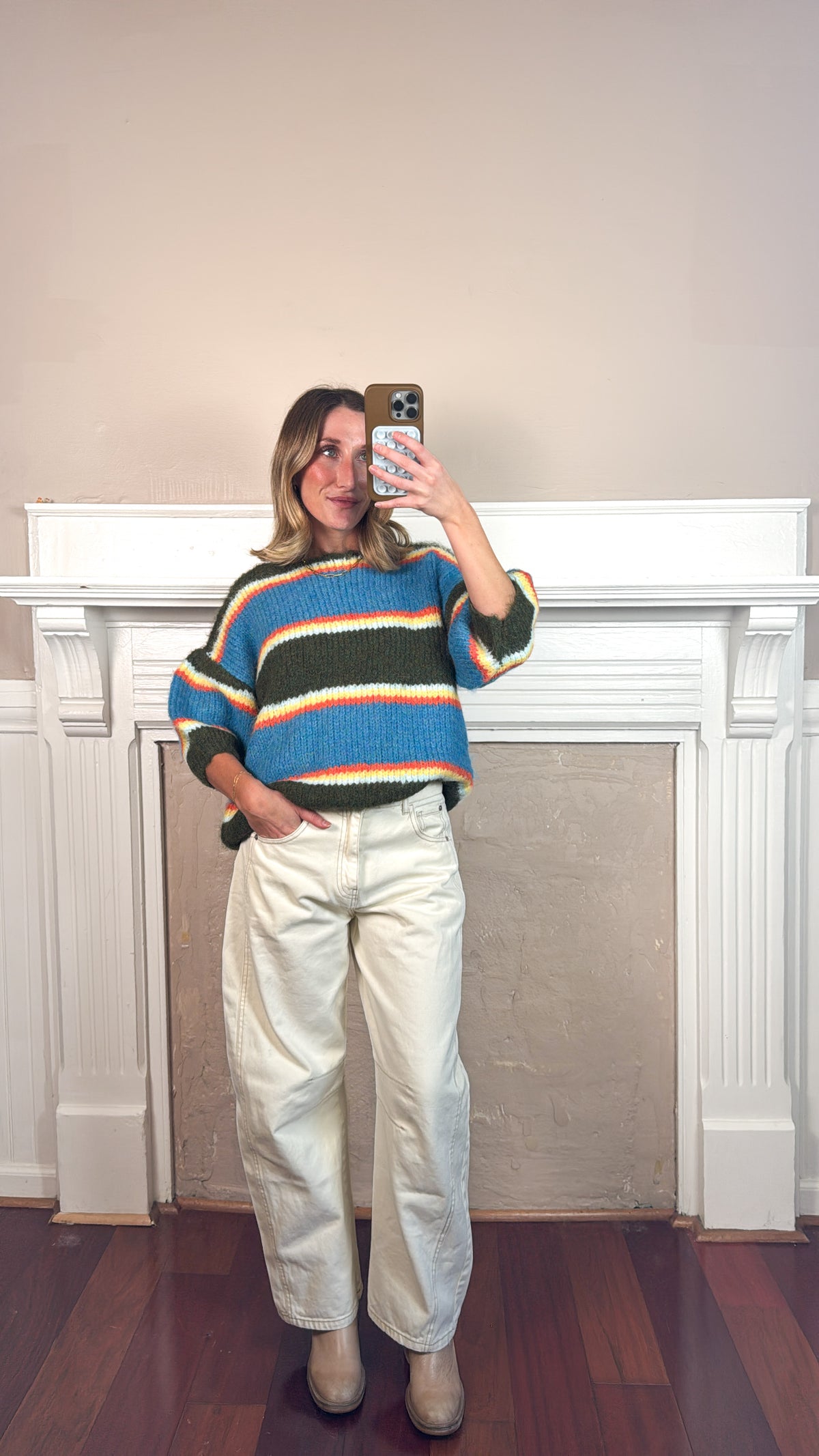 Multi Color Elbow Sleeve Striped Sweater - PREORDER END OF NOVEMBER