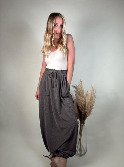 All in Drawstring Maxi Skirt