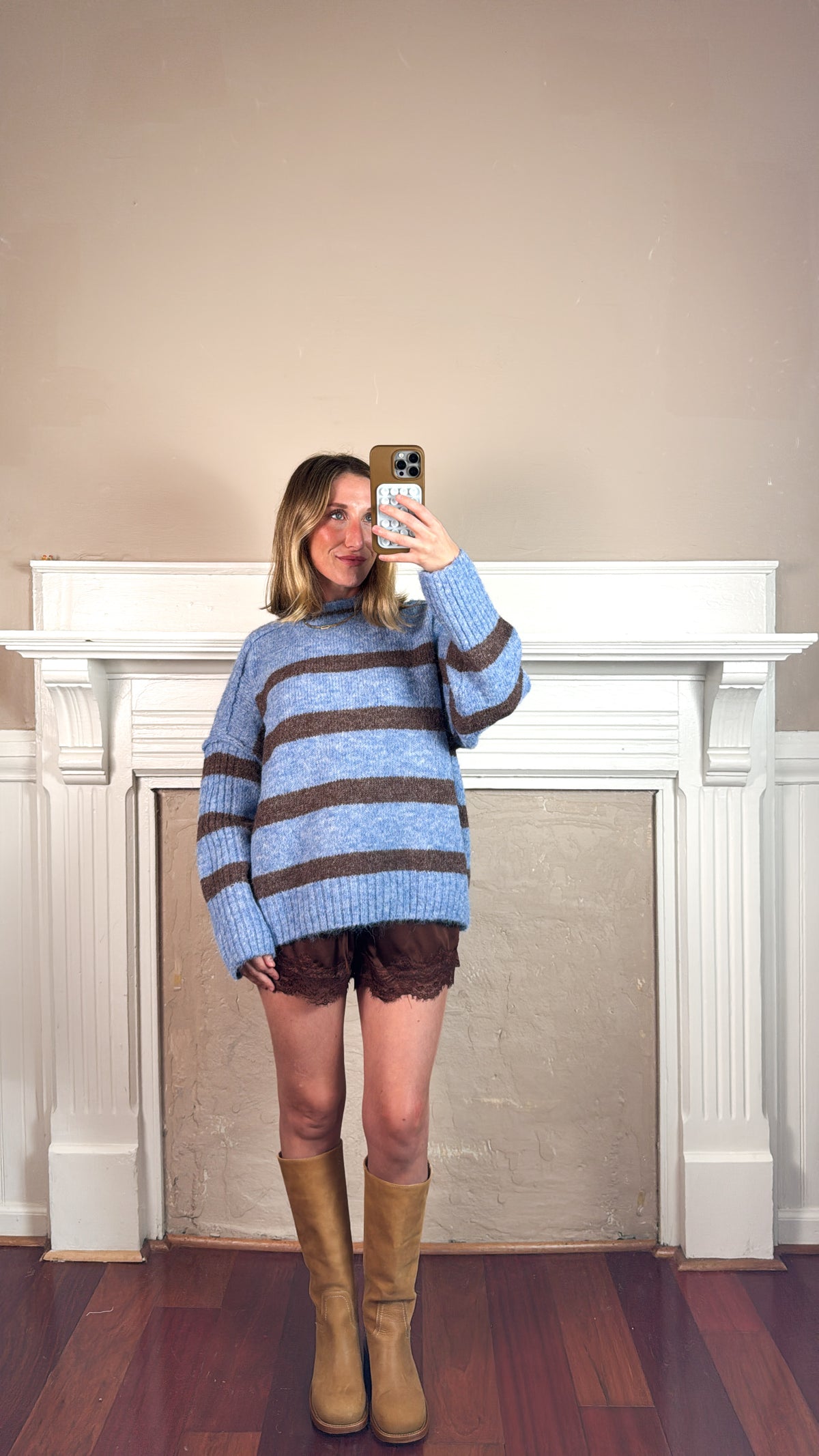 Fuzzy Boyfriend Fit Stripe Sweater