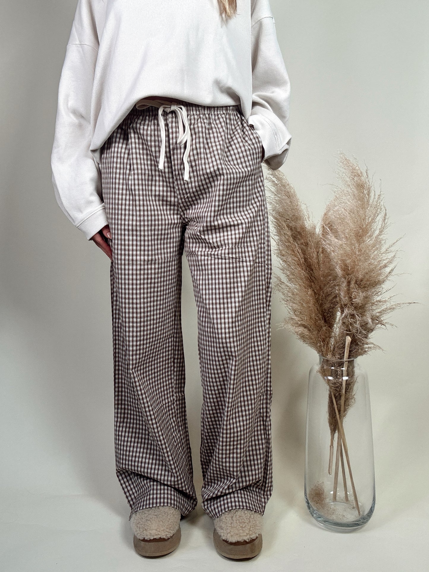 Brown Gingham Pants