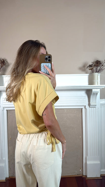 Side Scrunch Tee - Mustard Yellow