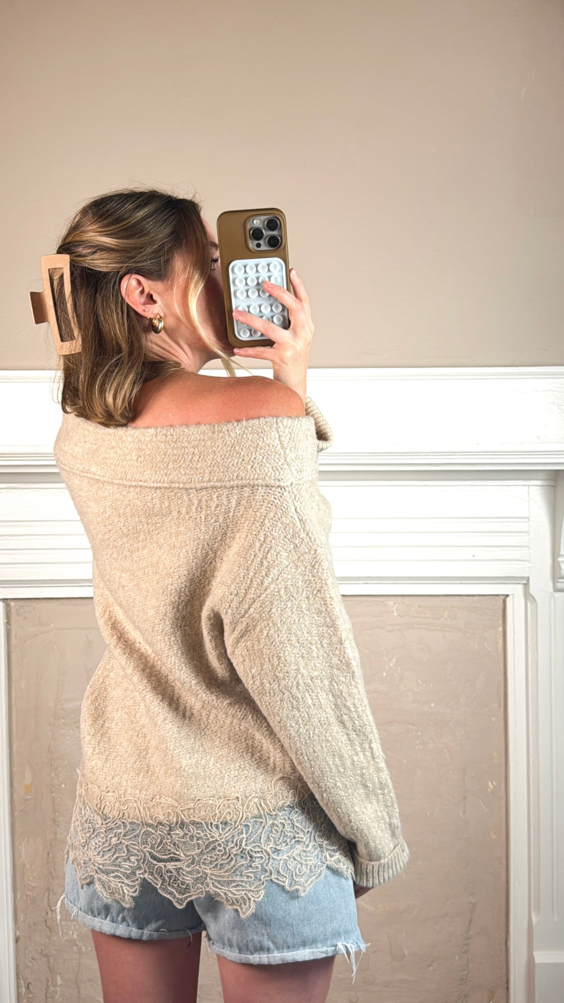 Susie Off The Shoulder Lace Sweater
