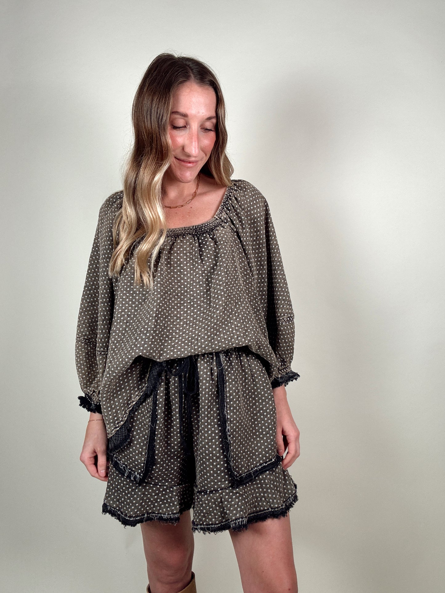 Polka Dot Top and Shorts Set