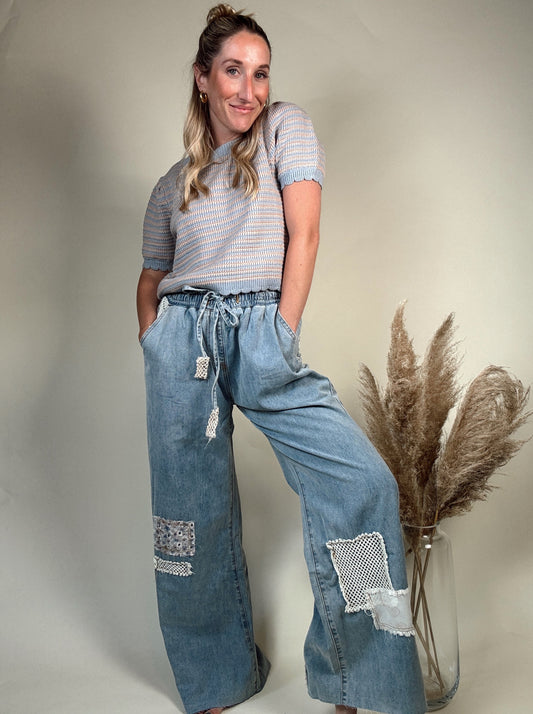free people dupe, amazon dupes, free people top, boho top, summer fashion, summer outfit, summer style, trending boutique, trending outfit, viral boutique, denim pants, boho pants