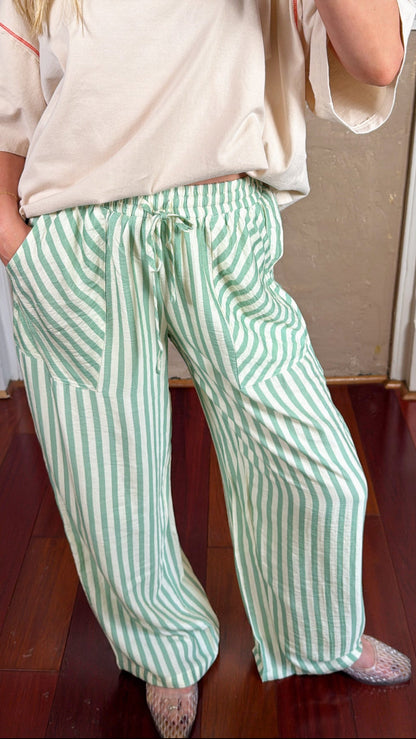 Sage Striped Pants