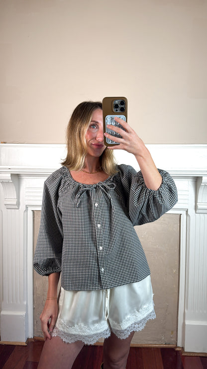Gingham Peasant Blouse