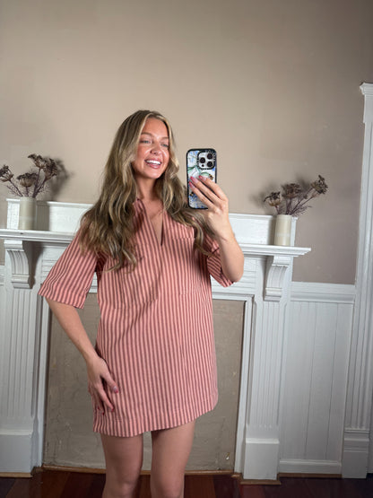 Carlie Stripe Collard Dress