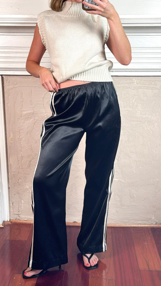 Cove Satin Pant - Side Stripe Satin Pants