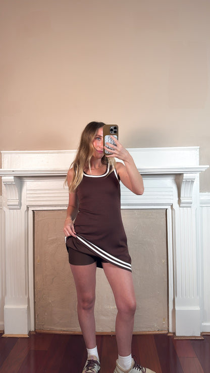 Scuba Mini Dress - Brown