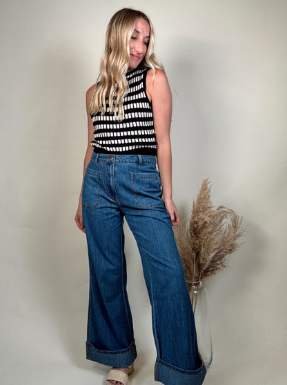 Cuffed Denim Pants