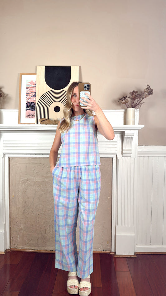 Multi Plaid Top and Pants Set