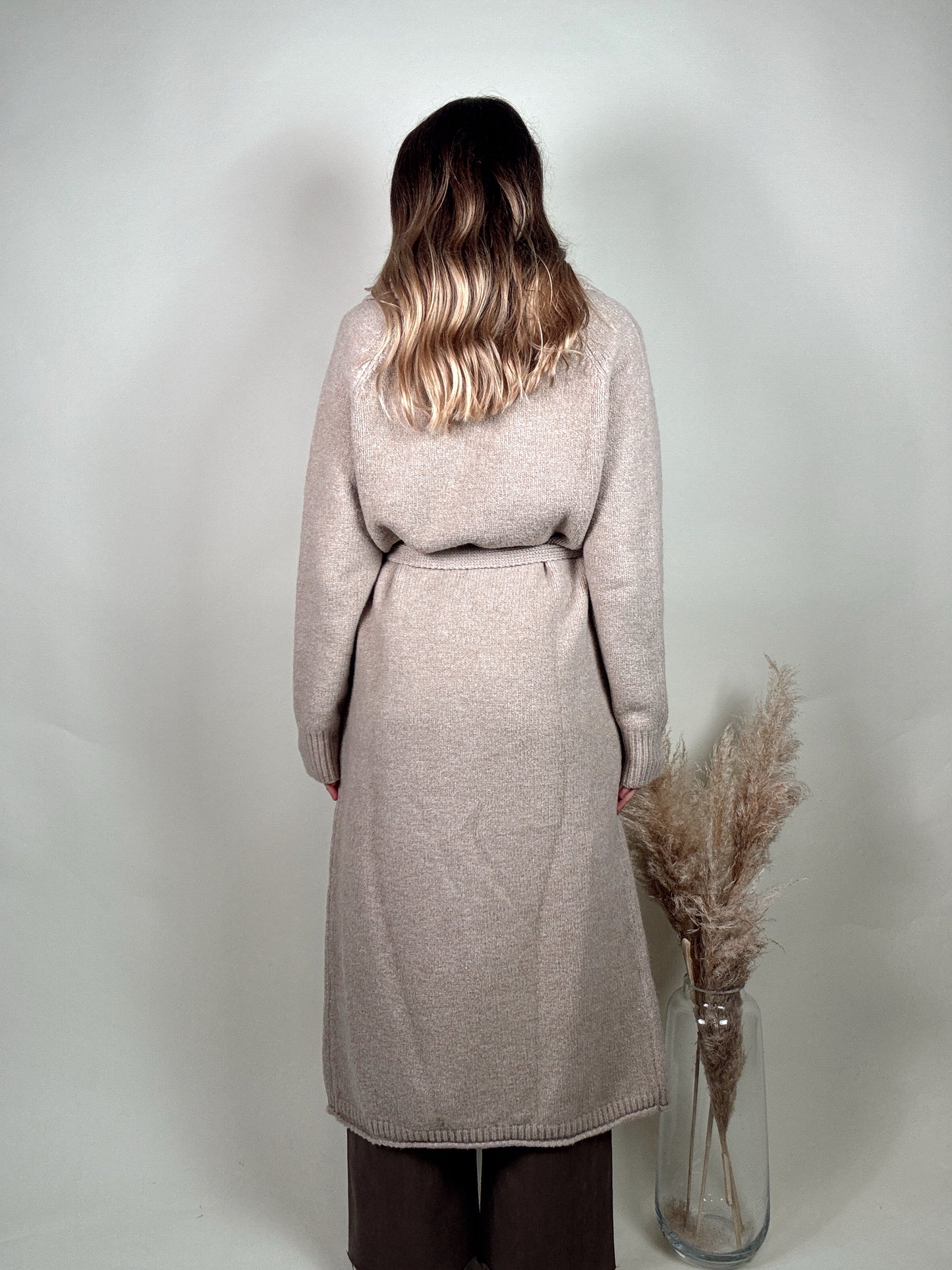 Knit Belted Long Cardigan