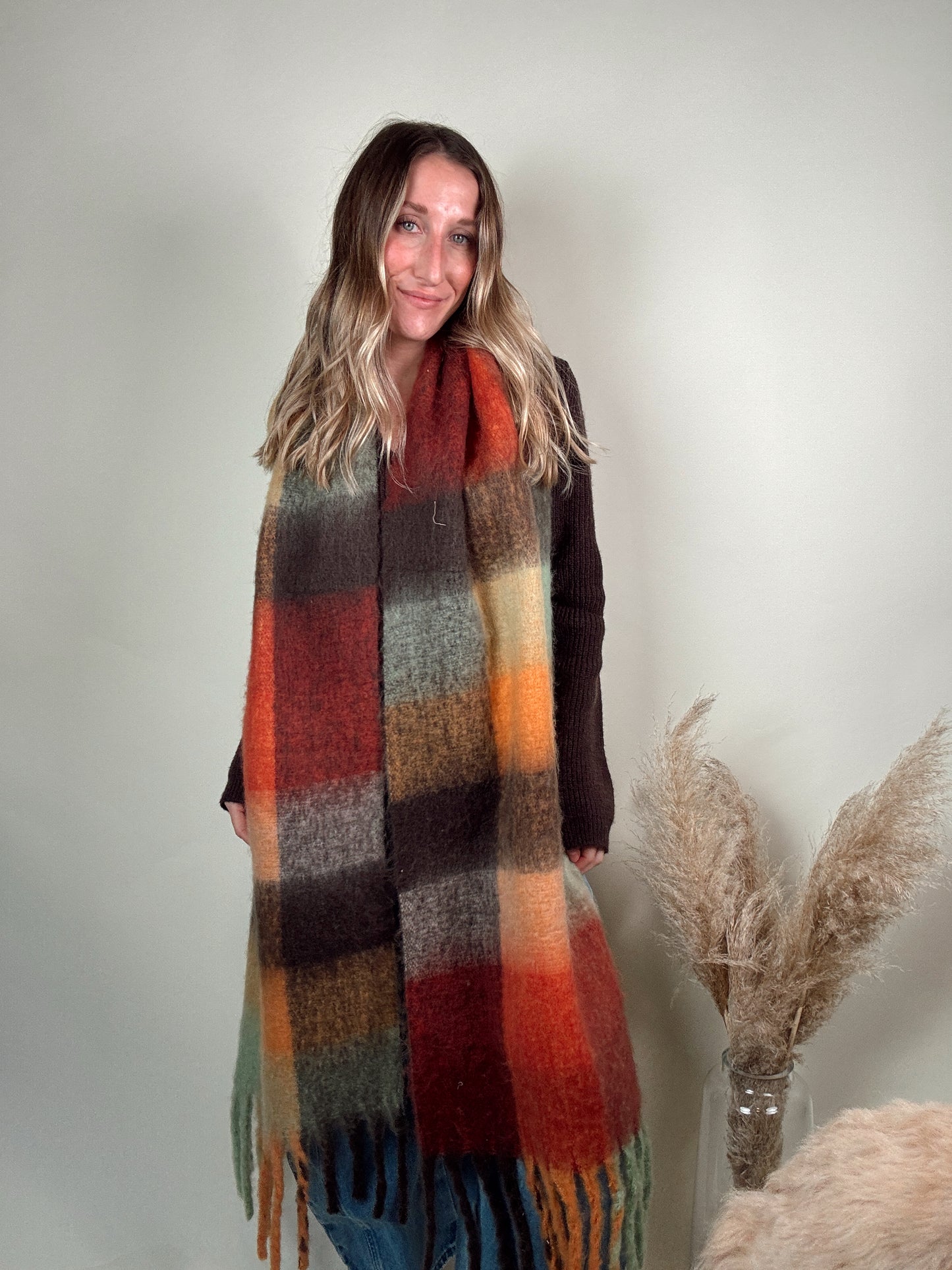 Beaufort Gingham Scarf - Rust