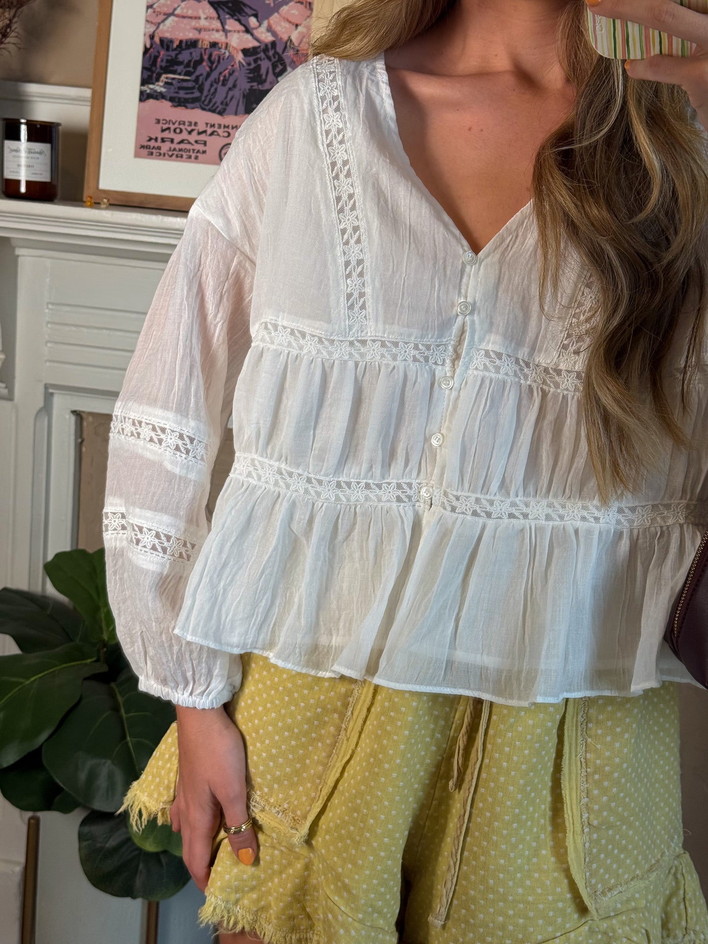 V-Neck Ruffle Blouse
