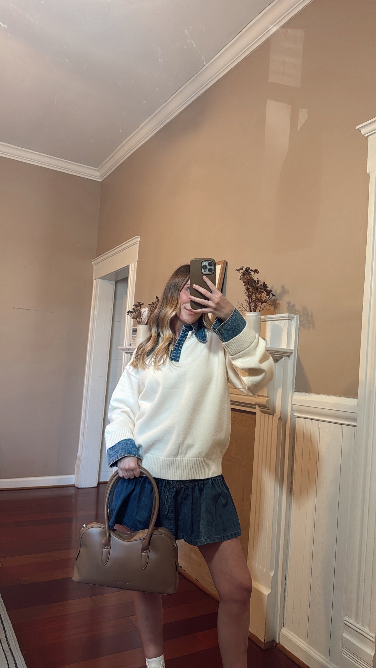 Emely Contrast Knit Top - Cream