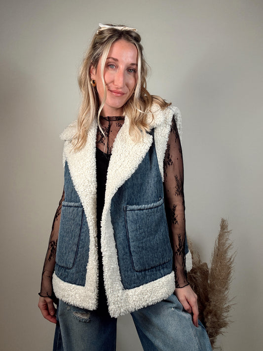 Sherpa Denim Vest