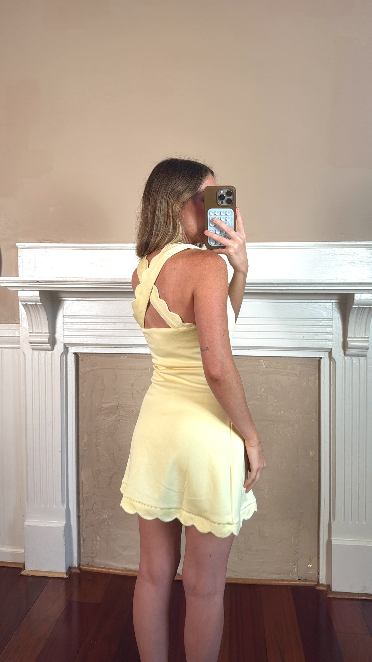 Scallop Scuba Mini Dress - Butter