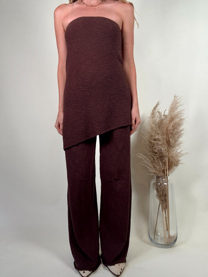 Mocha Latte Knit Top and Pants Set