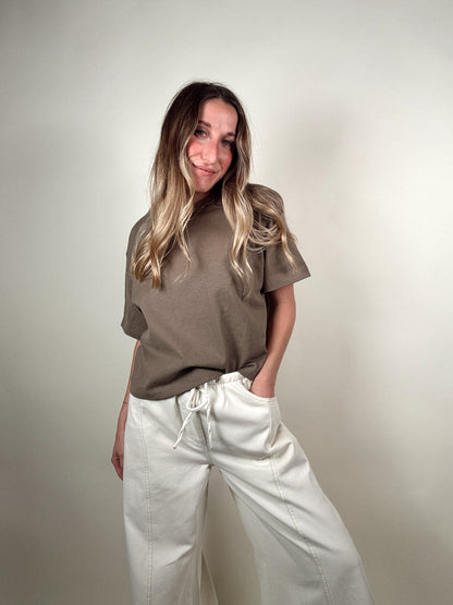 Short Sleeve Boxy Top - Olive