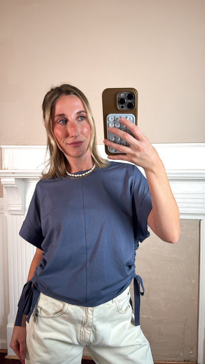 Side Scrunch Tee - Blue