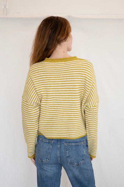Nola Cardigan - Mini Striped Dijon Yellow