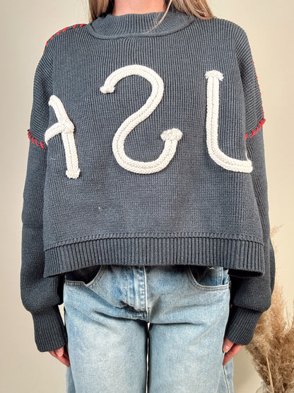 USA Rope Sweater - Navy