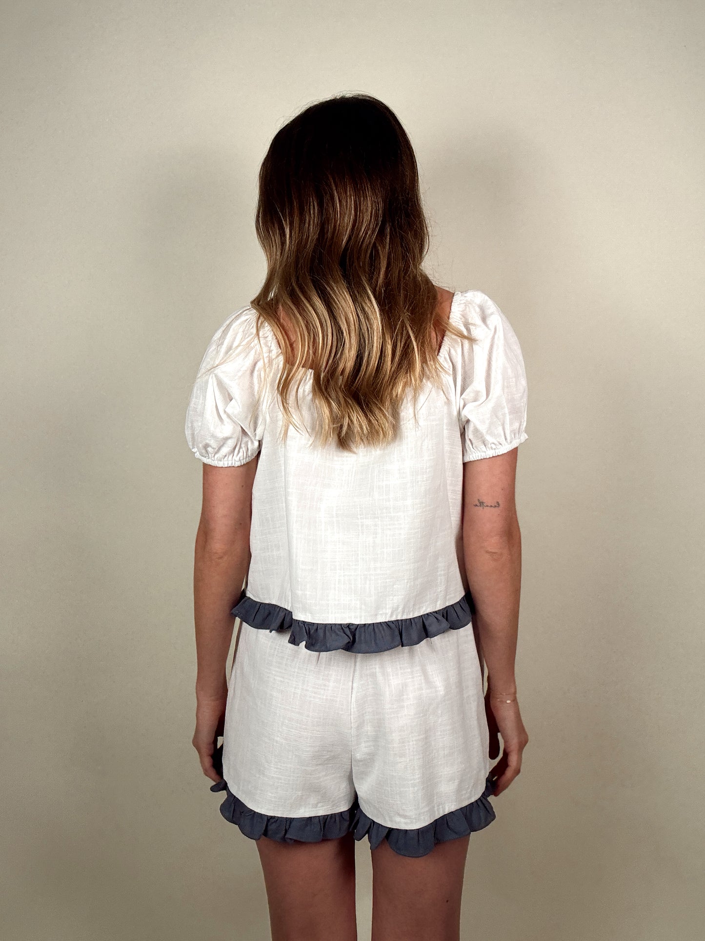 Ruffled Hem Top and Shorts Set