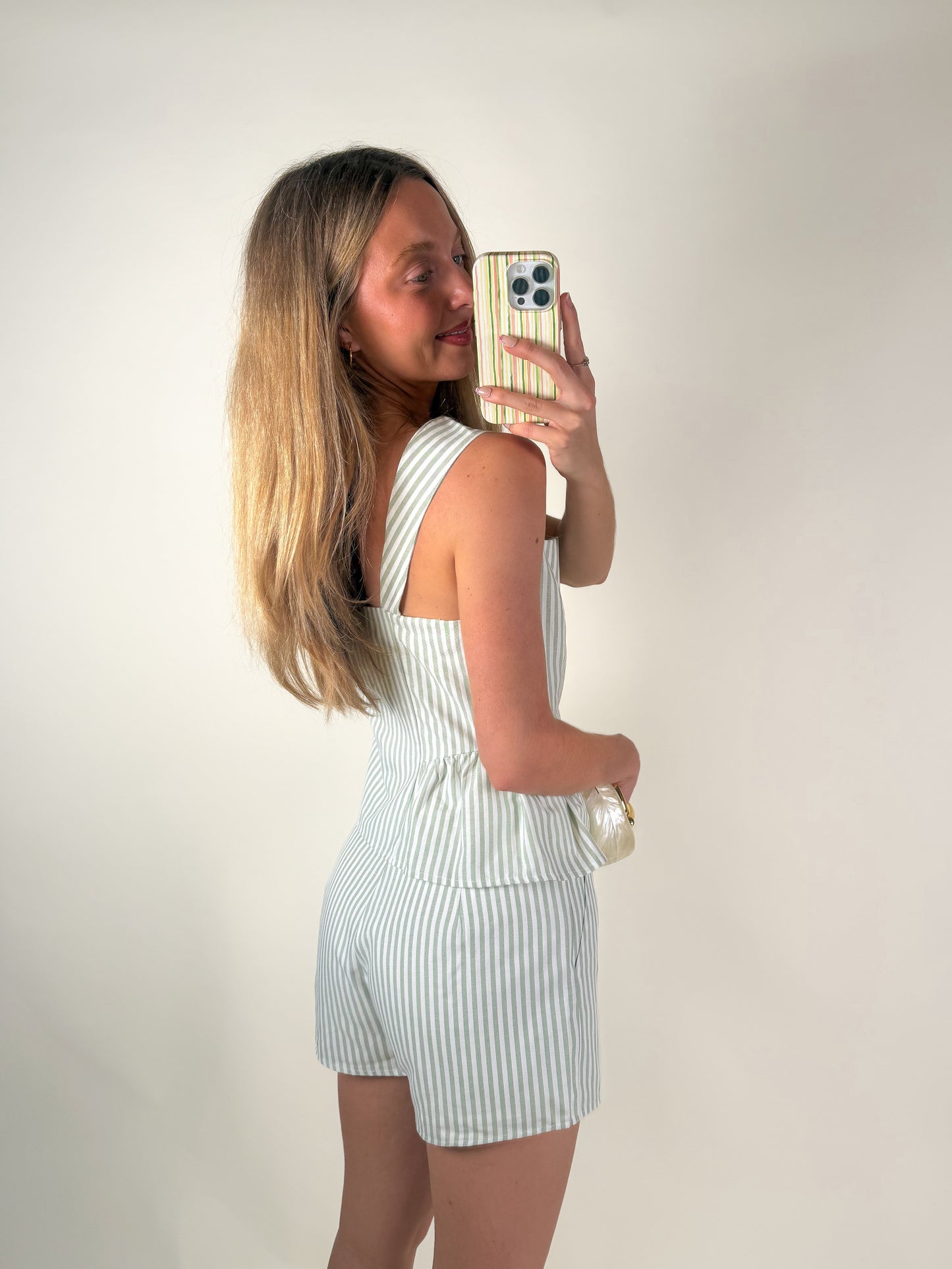 Peplum Stripe Top and Shorts Set