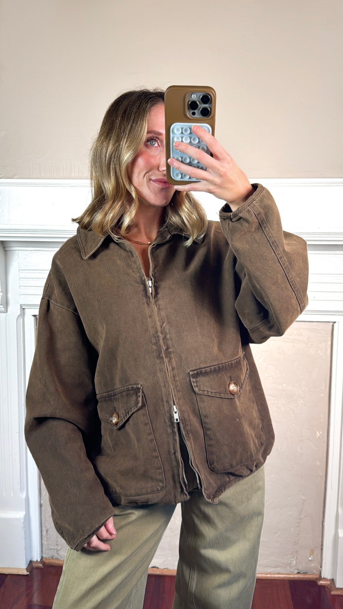 Long Sleeve Collared Denim Jacket