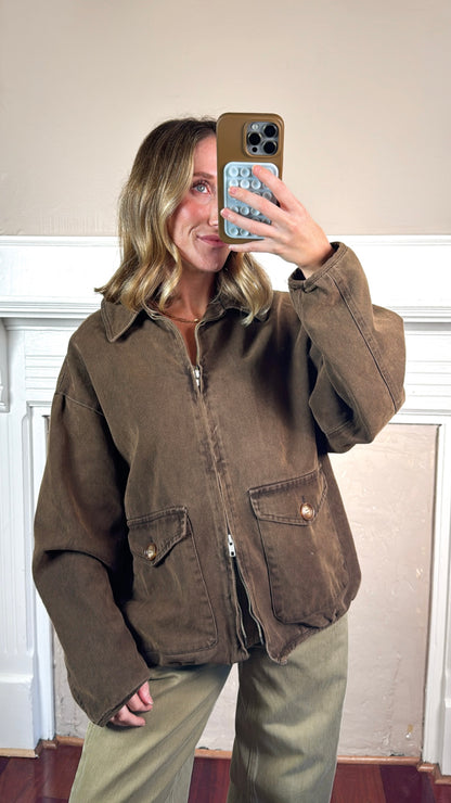 Long Sleeve Collared Denim Jacket
