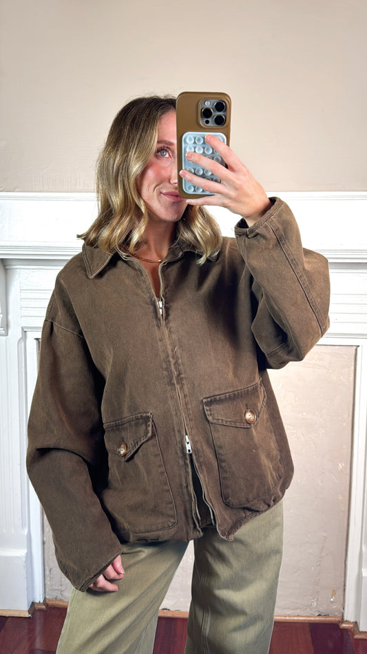 Long Sleeve Collared Denim Jacket