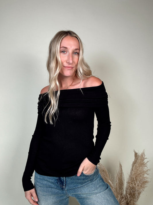 We The Free Iris Layering Top. Your new favorite wardrobe staple from our We The Free collection featured in a soft cotton fabrication and flattering off-the-shoulder style with long-sleeves and exposed seam detailing.