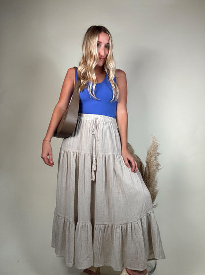 Tiered Midi Skirt - Grey