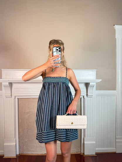 Smocked Stripe Summer Mini Dress
